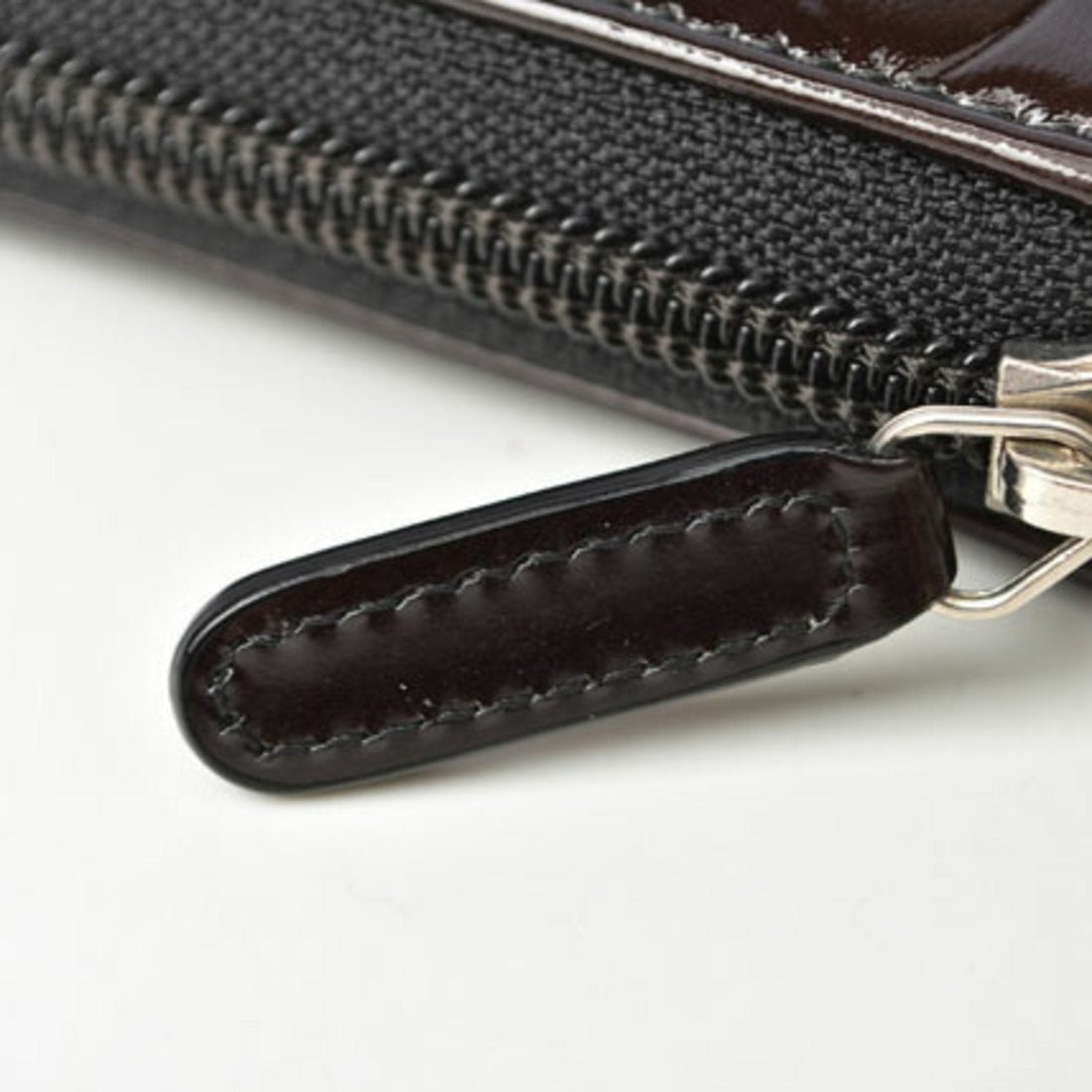 Chanel long wallet round camellia A50085 dark brown silver