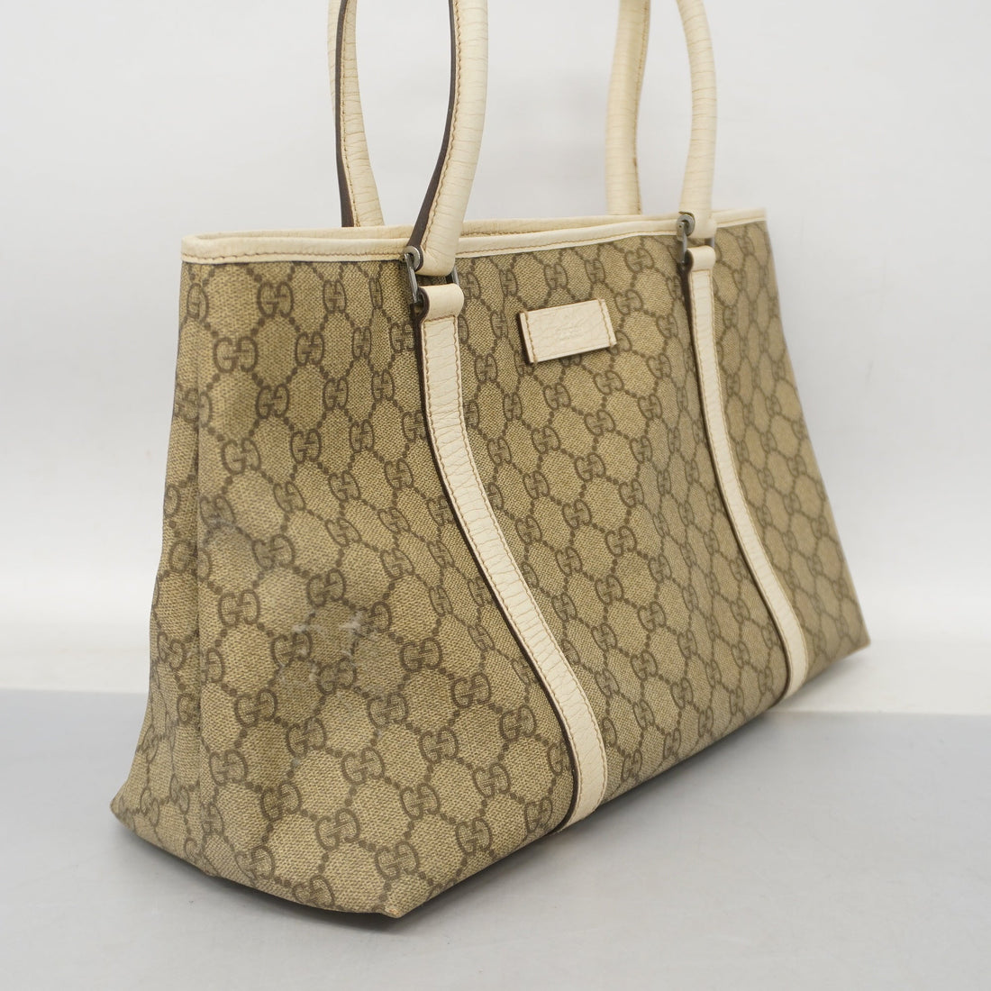 Gucci Tote Bag 114595 Women's GG Supreme Tote Bag Beige,White