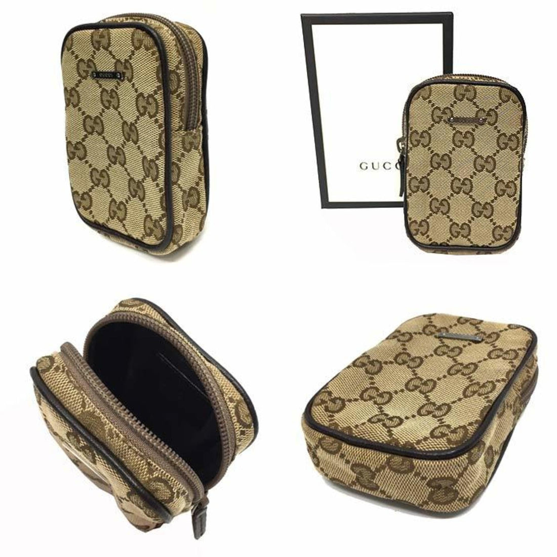Gucci GG canvas mini pouch accessory case beige ladies men's bag