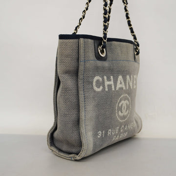CHANEL   Deauville Shoulder Bag Women's Canvas,Leather Shoulder Bag Navy