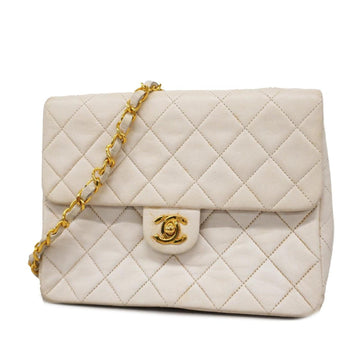 Chanel Shoulder Bag, Matelasse, Chain Shoulder, Lambskin, White, Women's