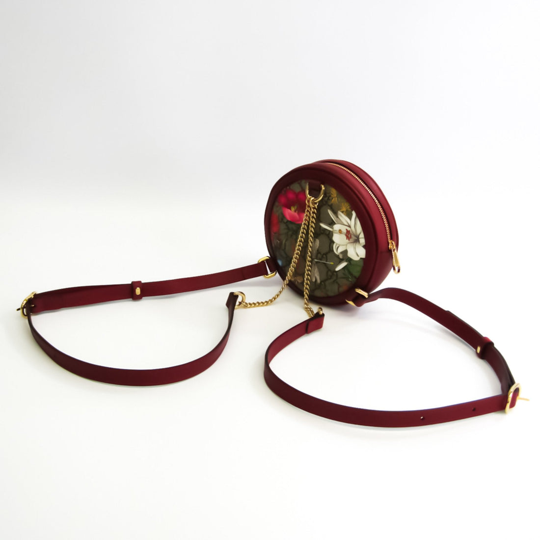 Gucci Ophidia GG Flora 598661 Women's GG Canvas,Leather Backpack Green,Red Color