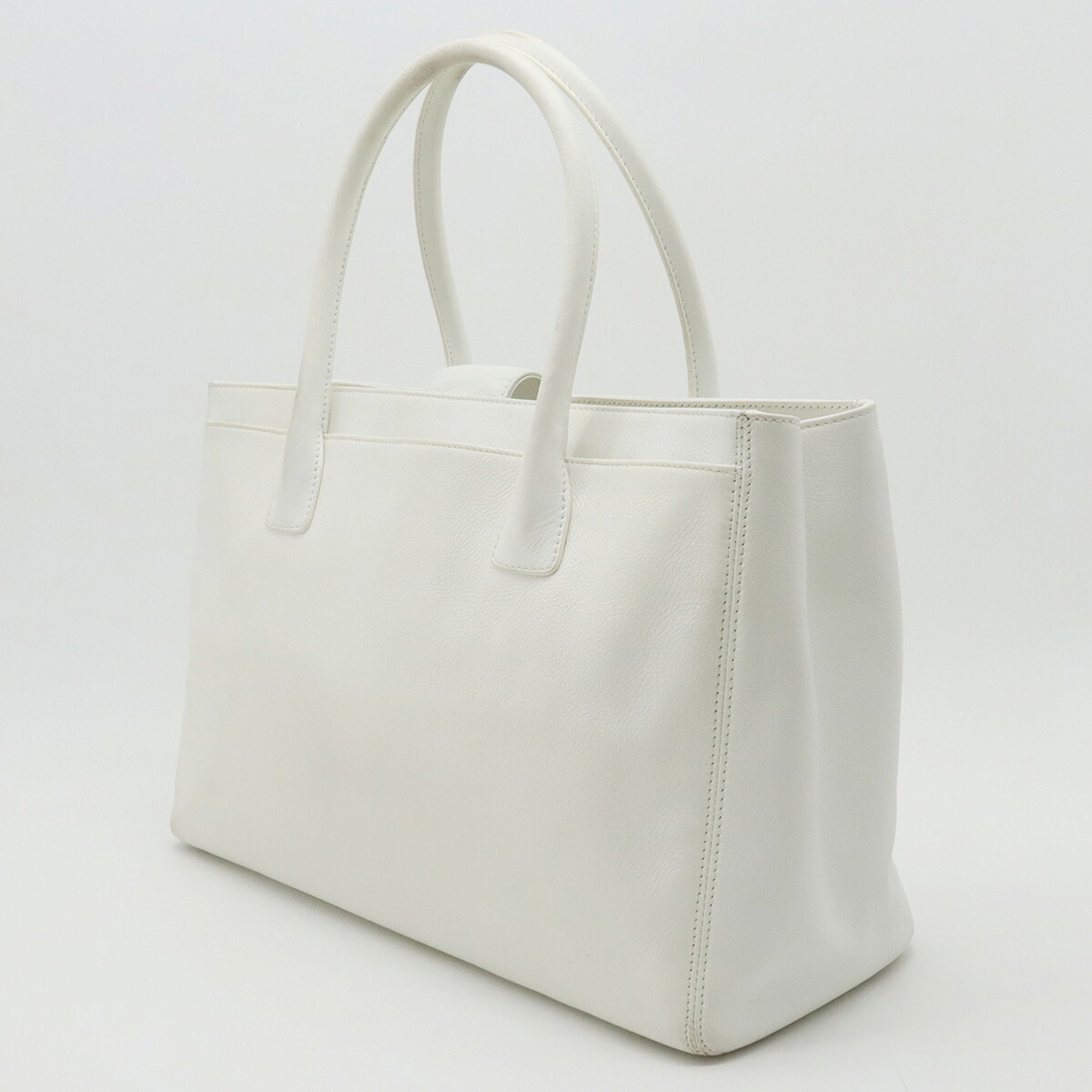 Chanel Executive Line Coco Mark Tote Bag HandBag White Shoulder A15206
