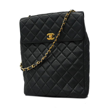Chanel Shoulder Bag Matelasse Chain Caviar Skin Black Women's