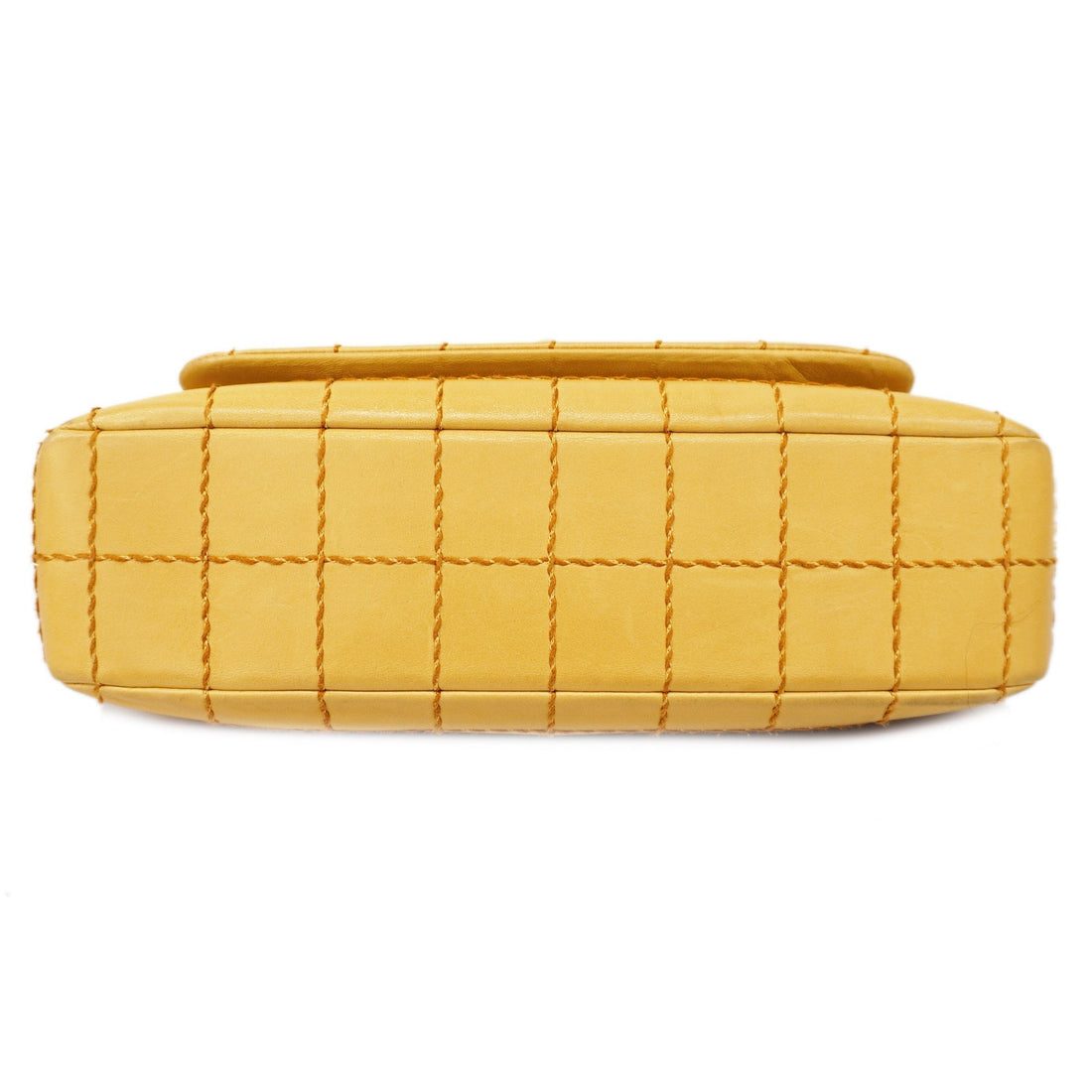 ChanelAuth  Chocolate Bar Shoulder Bag Wild Stitch W Chain Women's Bag Beige