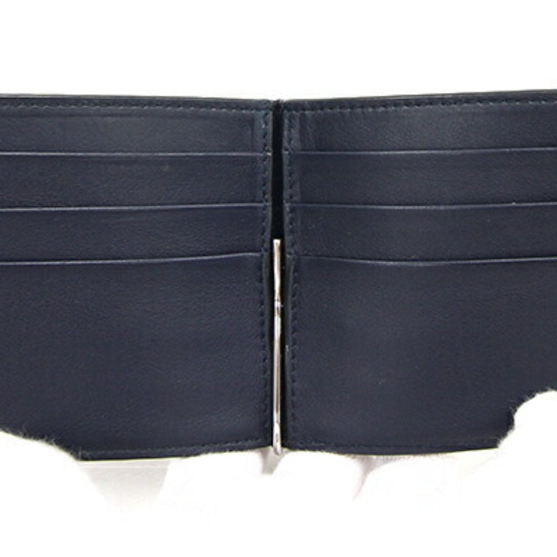 GUCCI Bifold Money Clip Micro sima 544478 Navy Leather Billfold Men's