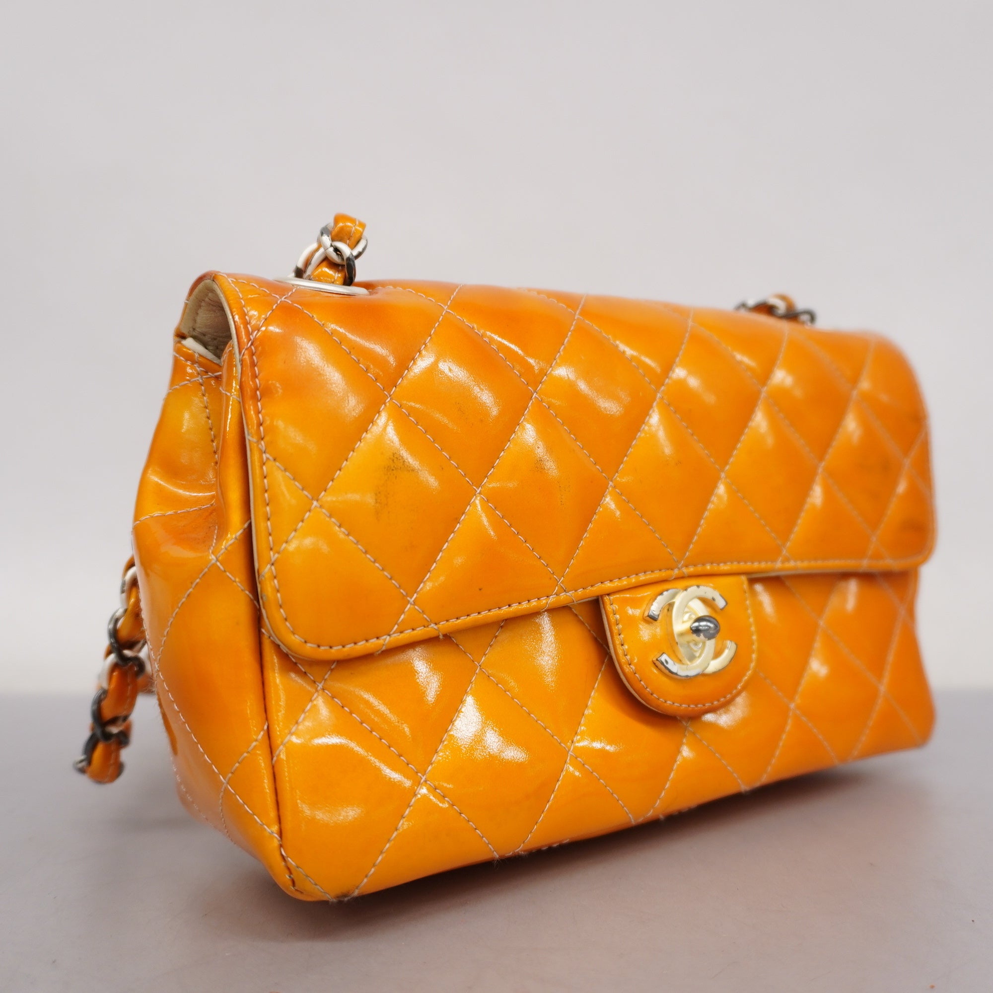 ChanelAuth  Matelasse Chain Shoulder Bag Lambskin Women's Patent Leather