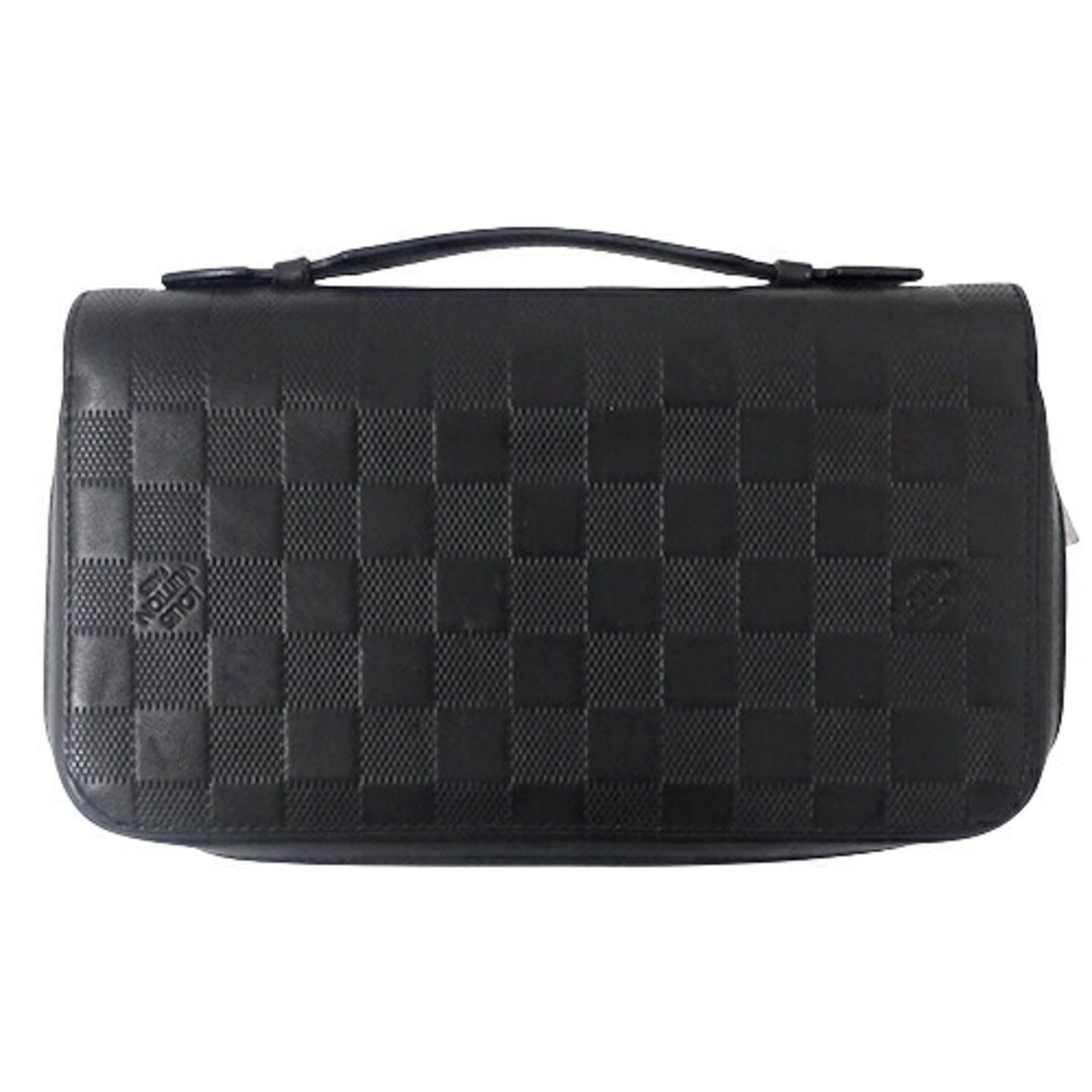 LOUIS VUITTON Wallet Damier Anfini Men's Long Zippy XL Onyx N61254 Black