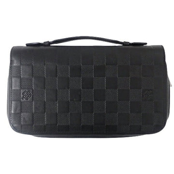 LOUIS VUITTON Wallet Damier Anfini Men's Long Zippy XL Onyx N61254 Black