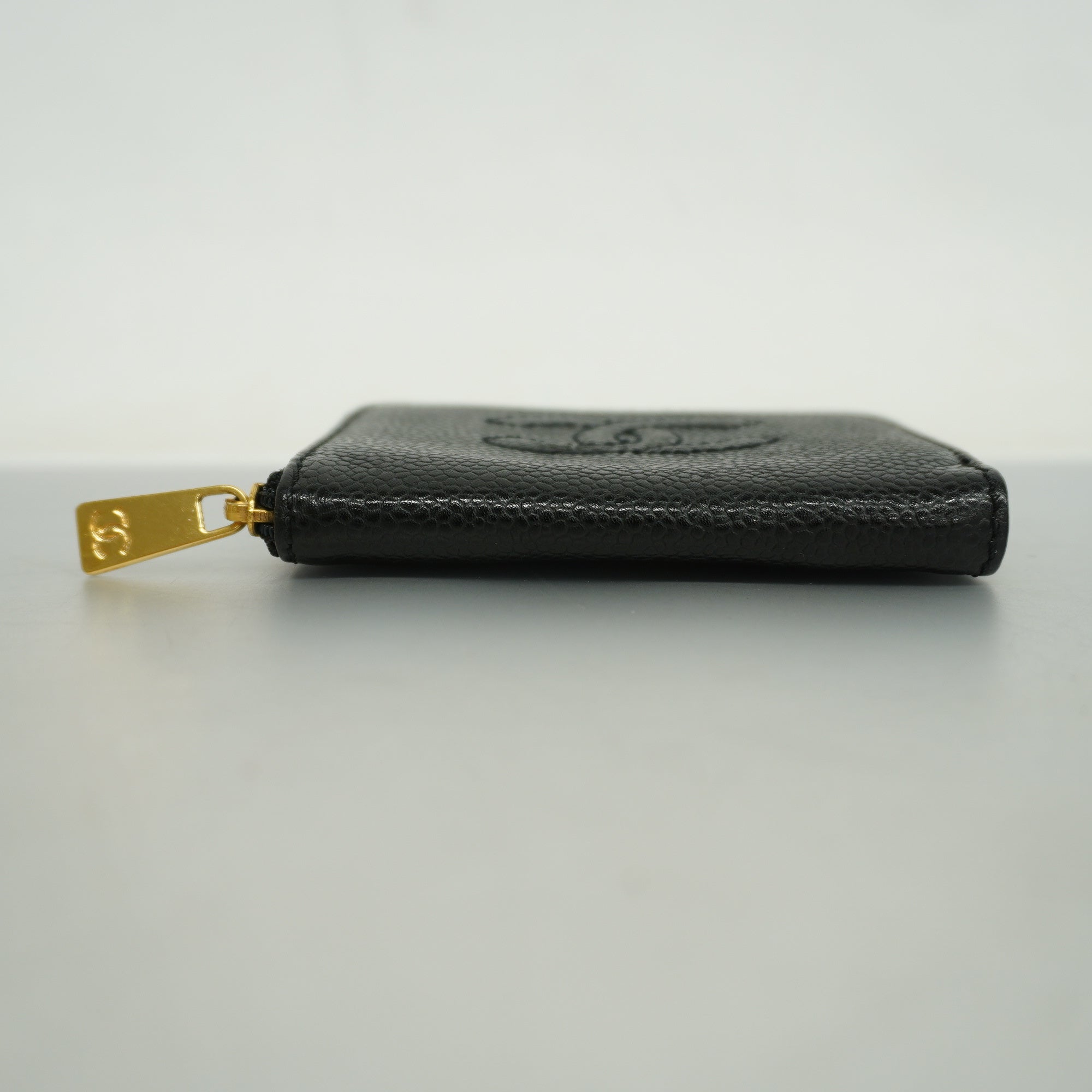 ChanelAuth  Women's Caviar Leather Gold Hardware Coin Purse/coin Case Black