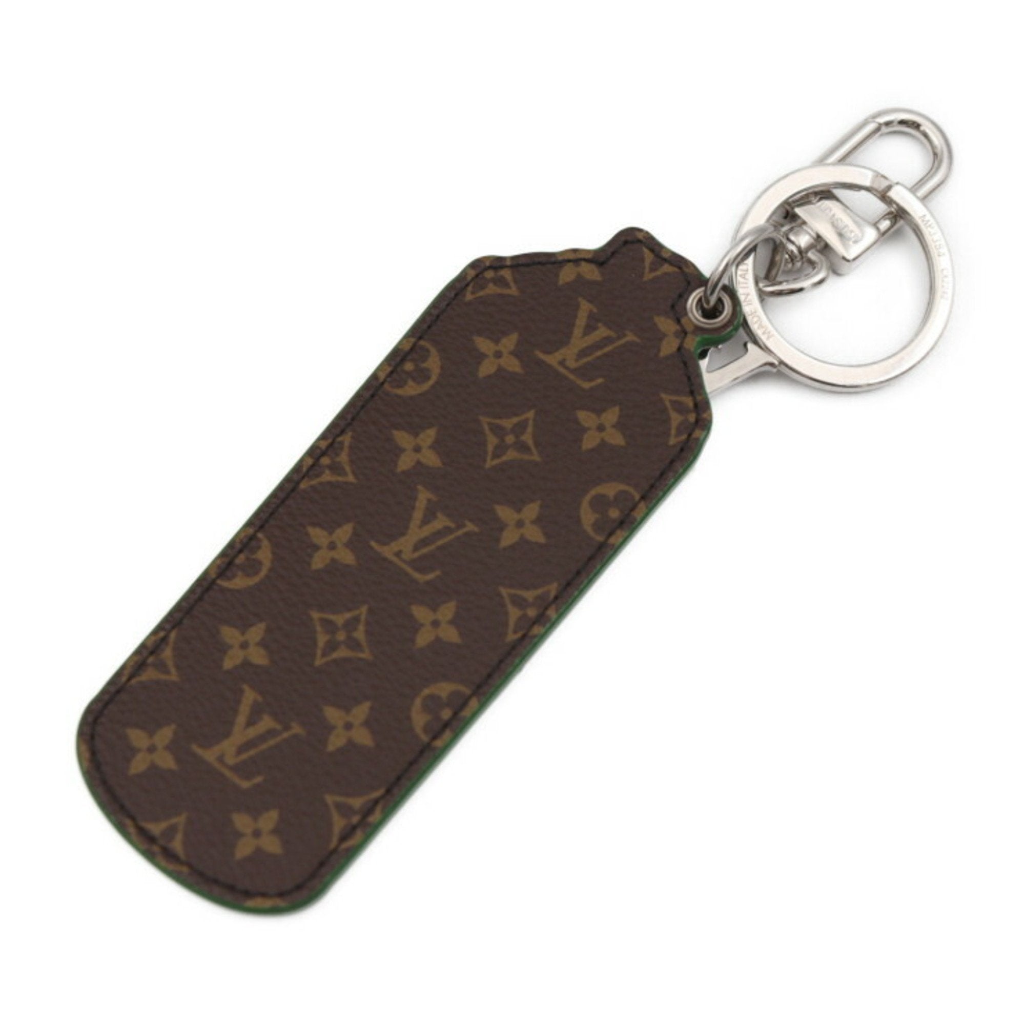 LOUIS VUITTON Portocre LV paint key holder MP3384 monogram canvas leather brown white green silver metal fittings ring bag charm