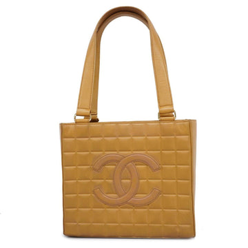 Chanel Tote Bag Chocolate Bar Lambskin Beige Women's