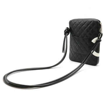 Chanel Cambon Line Coco Mark Medium Pochette Shoulder Bag Black White Pink A25178