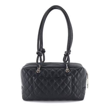 Chanel Cambon Line Bowling Shoulder Bag Leather Black White A25171