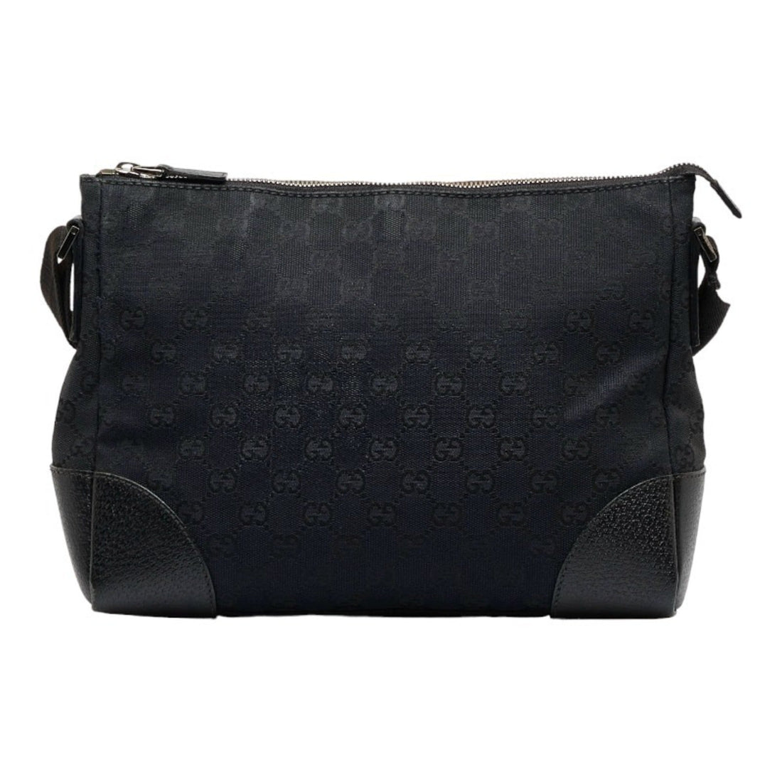 GUCCI GG Canvas Shoulder Bag 114273 Black Leather Women's