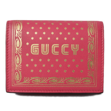 Gucci Mini Wallet/Coin Case GUCCI GUCCY Folding Wallet SEGA Collaboration Pink/Gold Leather