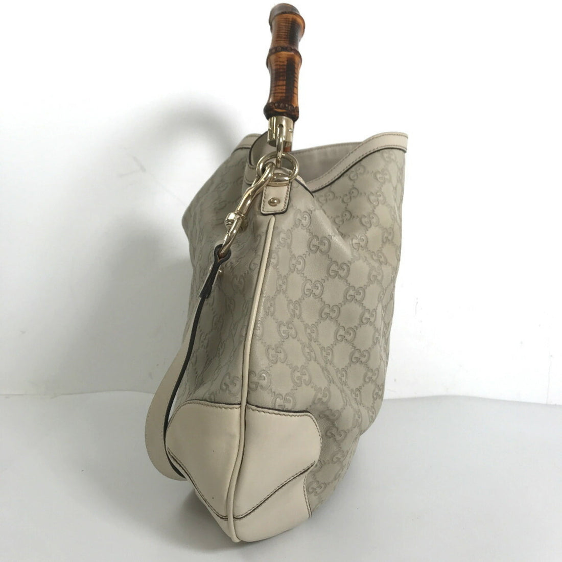 GUCCI Handbag Shima Bamboo 2way Shoulder 169976 Leather Cream Ladies