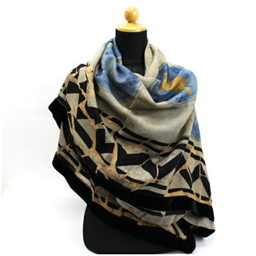 FENDI wool shawl stole constellation pattern khaki x black ladies