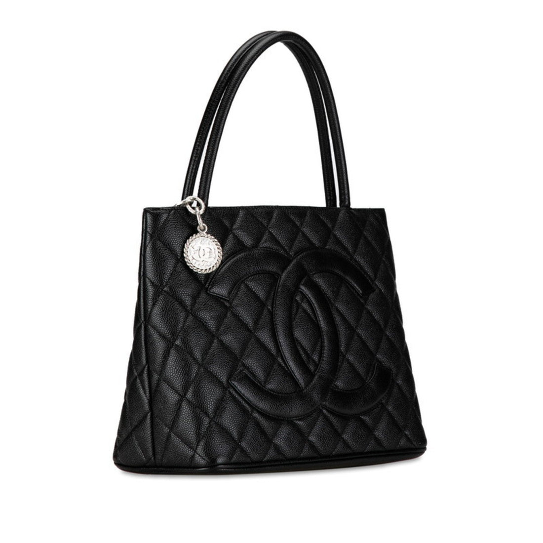 Chanel Reproduction Tote Coco Mark Handbag Bag Black Caviar Skin Women's CHANEL