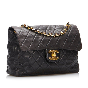 Chanel Big Matrasse Single Flap Chain Shoulder Bag Black Lambskin Ladies