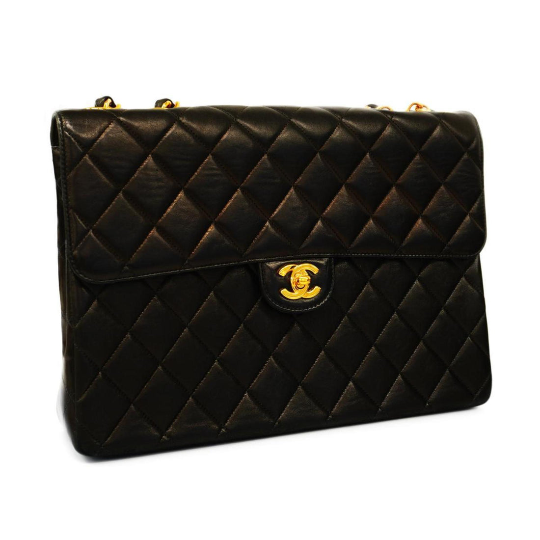 Chanel Shoulder Bag Deca Matelasse W Chain Lambskin Black Women's