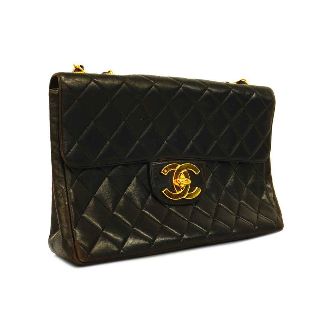 Chanel Shoulder Bag Deca Matelasse W Chain Lambskin Black Women's