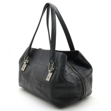 Chanel Chocolate Bar Coco Mark Boston Tote Bag Leather Black