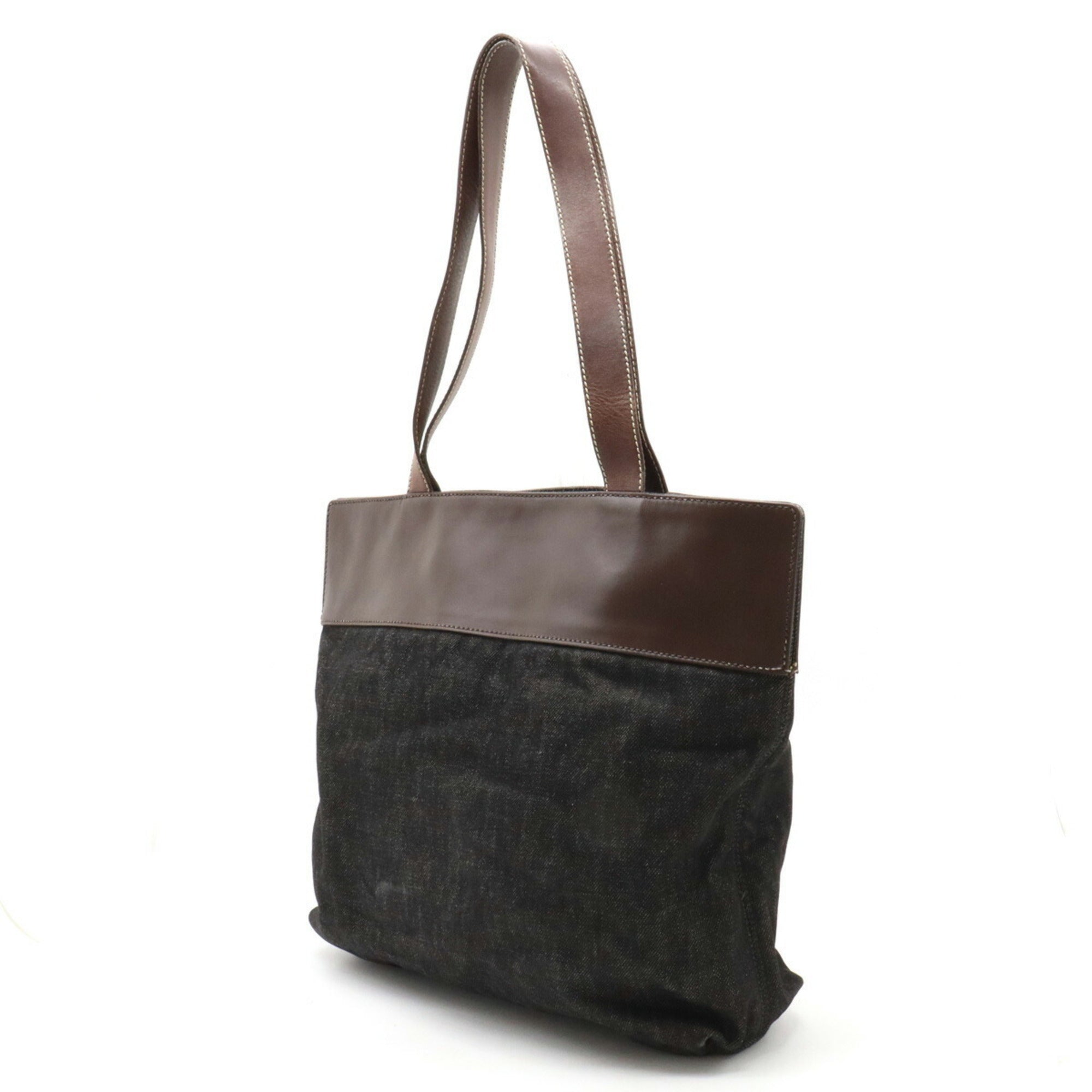 Chanel Cocomark Tote Bag Shoulder Leather Black Dark Brown