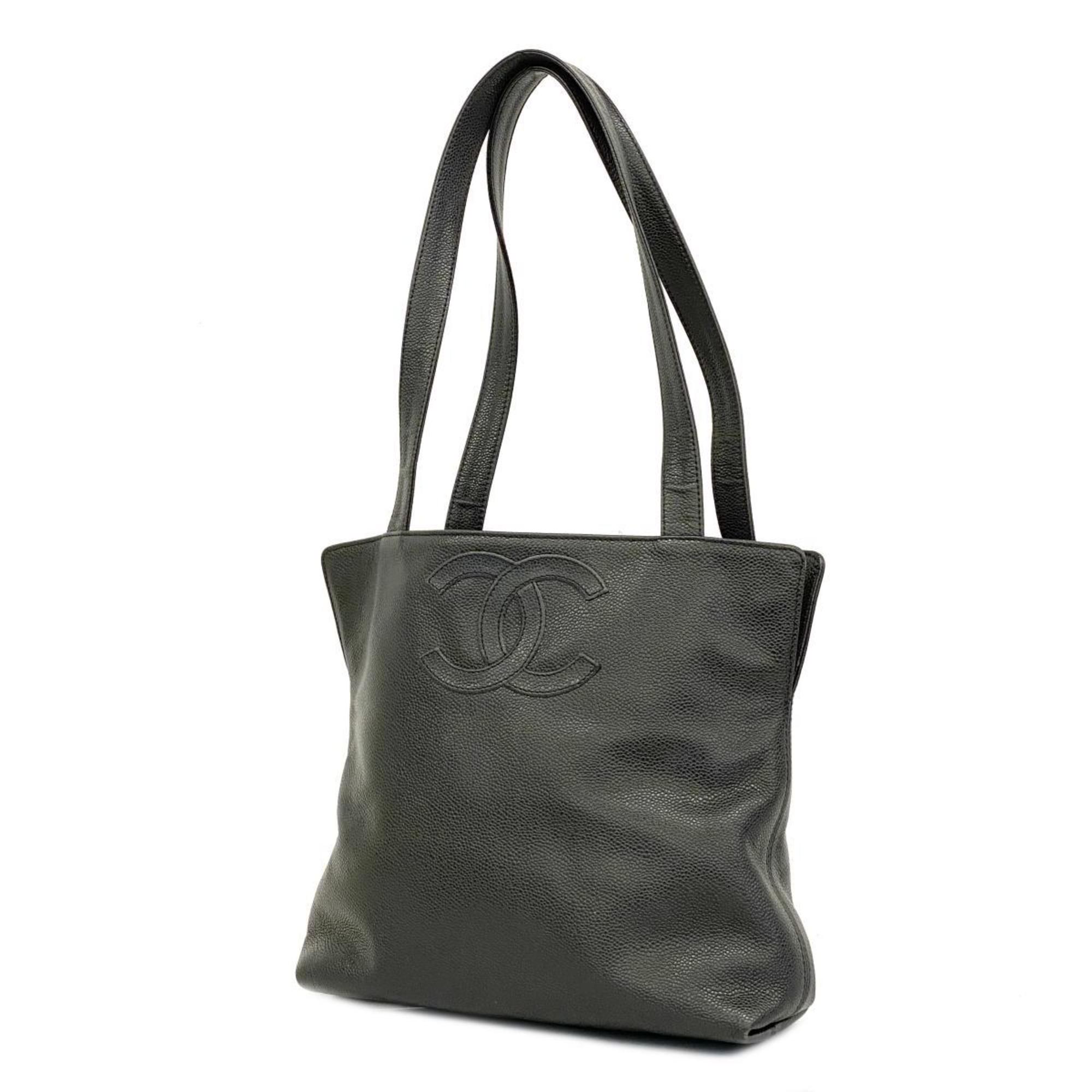 Chanel Shoulder Bag Caviar Skin Black Women's