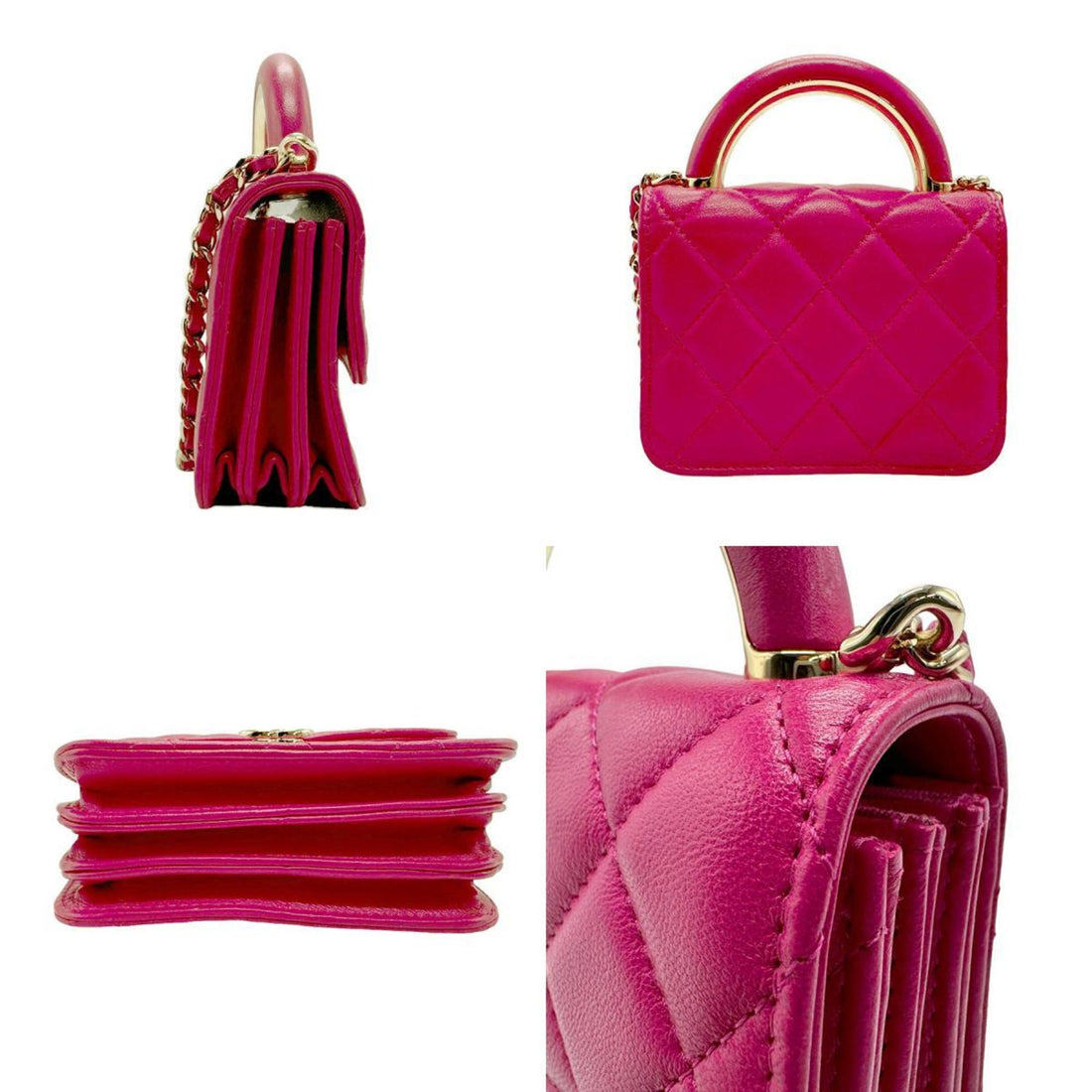 CHANEL Shoulder Bag Lambskin Magenta Women's n0140