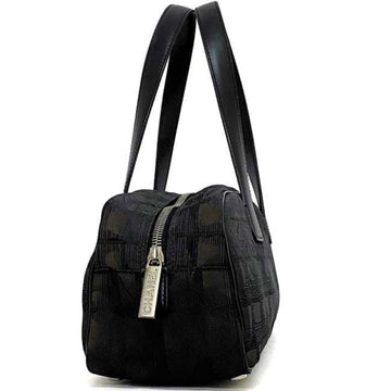 Chanel Boston Bag Brown Black New A15828 Cocomark Nylon Leather 10th  Nutra Line HandBag