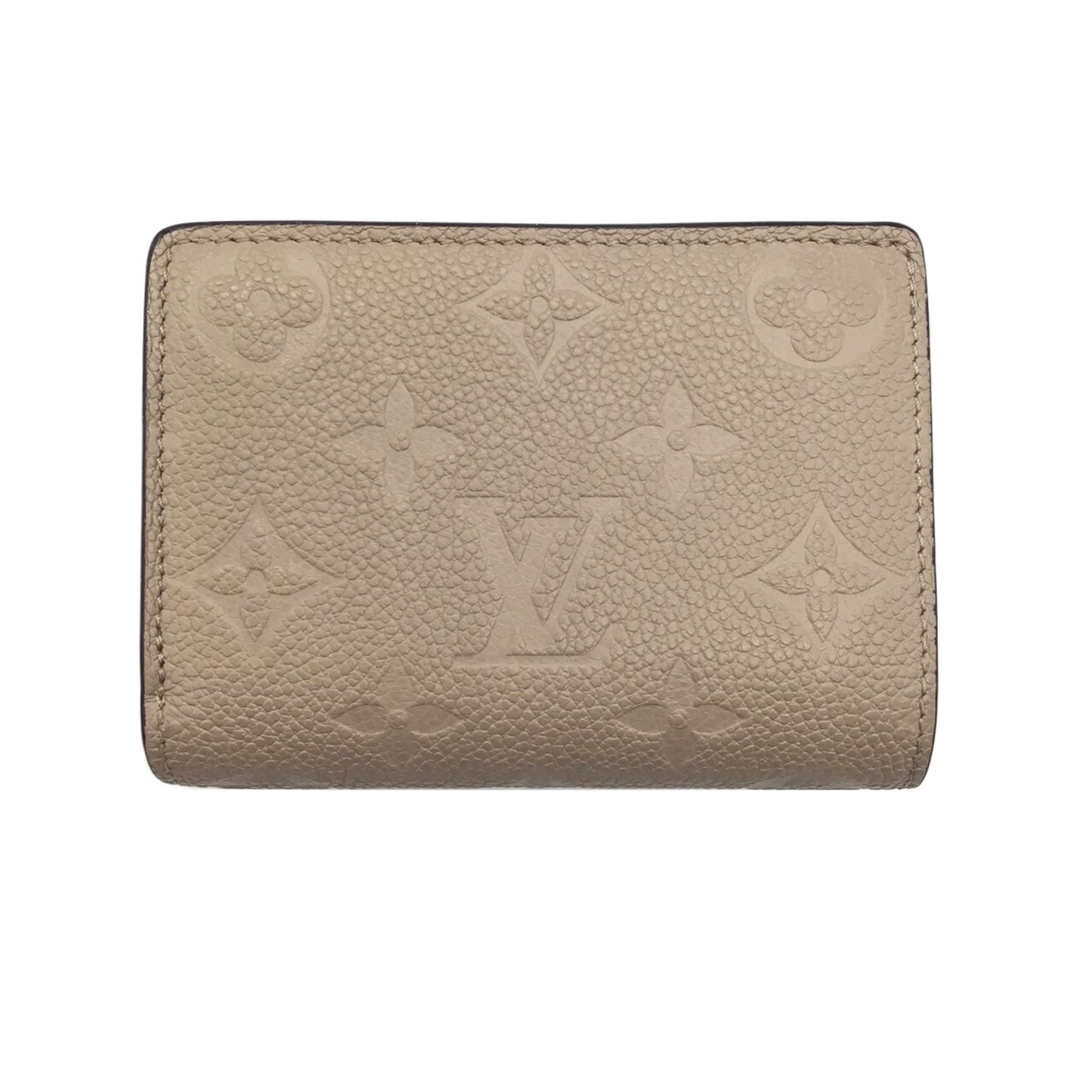 LOUIS VUITTON Monogram Implant Portefeuille Claire M80152 Bifold Wallet Compact Leather Tourtrell Greige Women's
