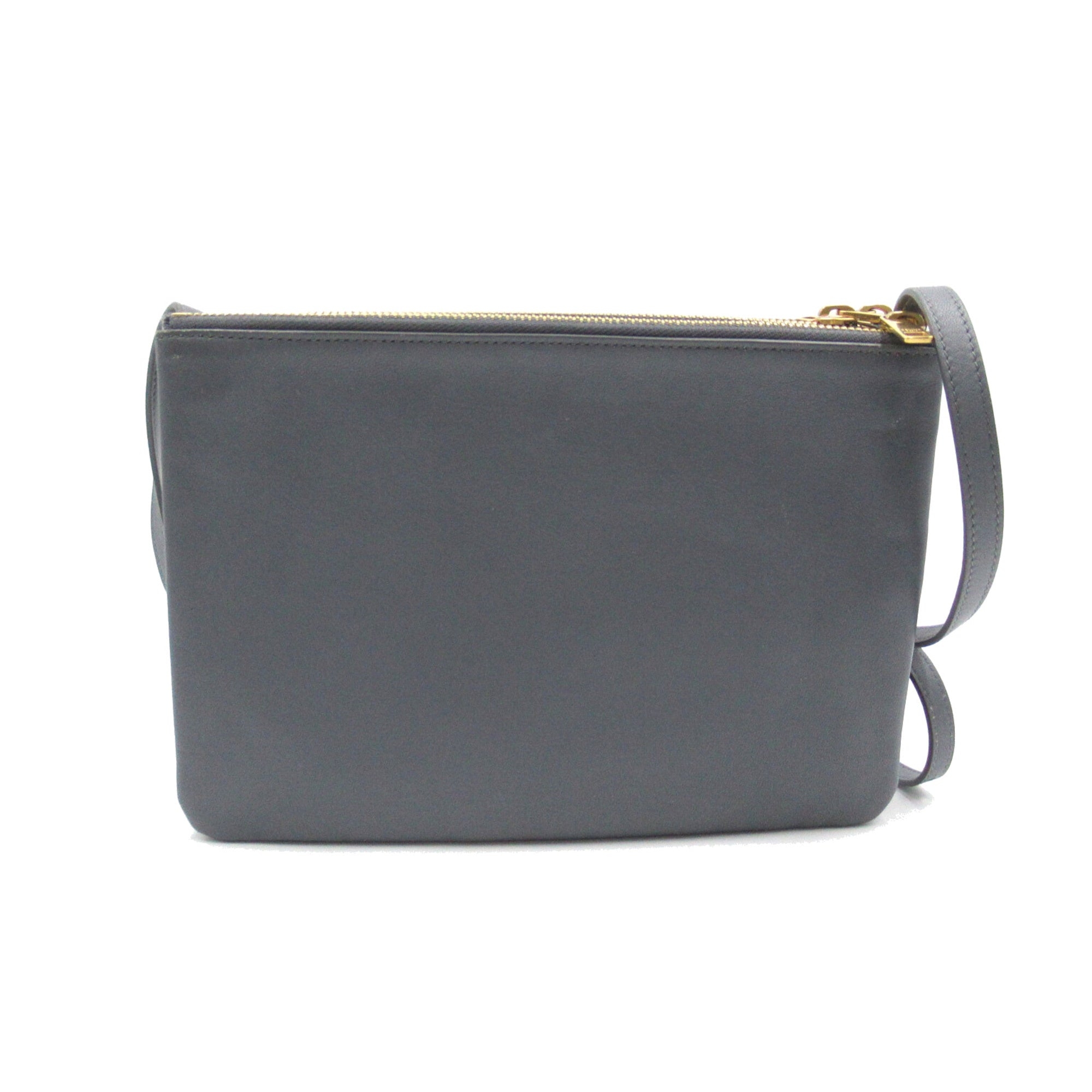 Celine Trio Shoulder Bag Gray leather S-AT-3168