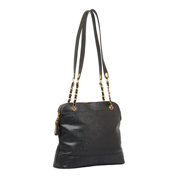 Chanel here mark chain Tote Bag shoulder black caviar skin ladies
