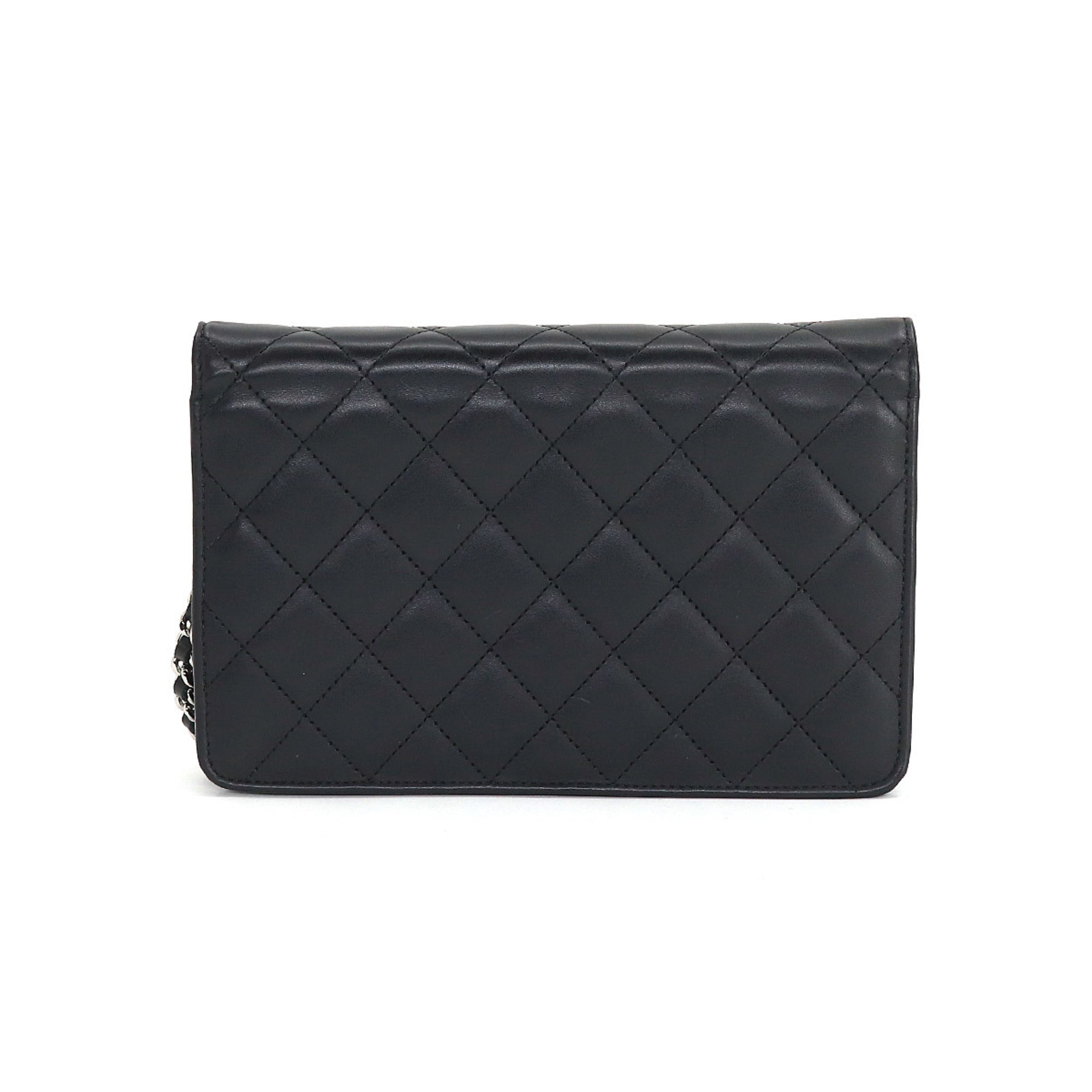 Chanel cambon line chain wallet folio long leather enamel black silver metal fittings A46646 Cambon Line Chain Wallet