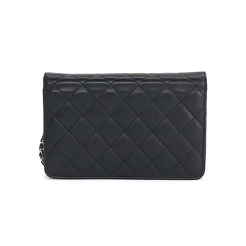 Chanel cambon line chain wallet folio long leather enamel black silver metal fittings A46646 Cambon Line Chain Wallet