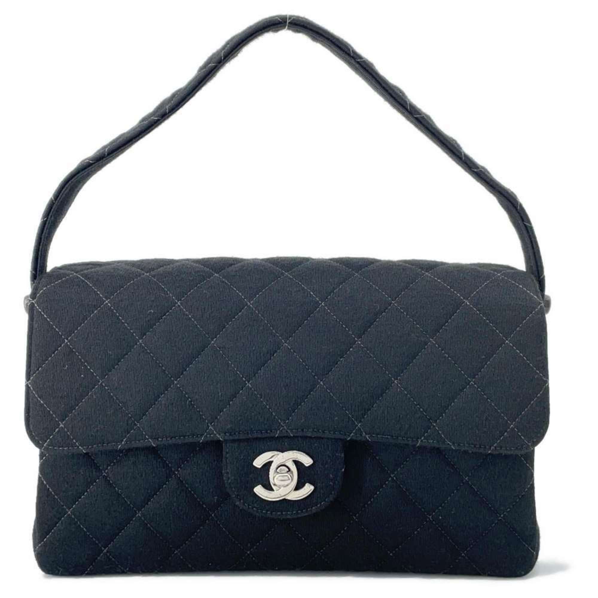 Chanel Shoulder Bag Double Face Matelasse Coco Mark Cotton CHANEL Black
