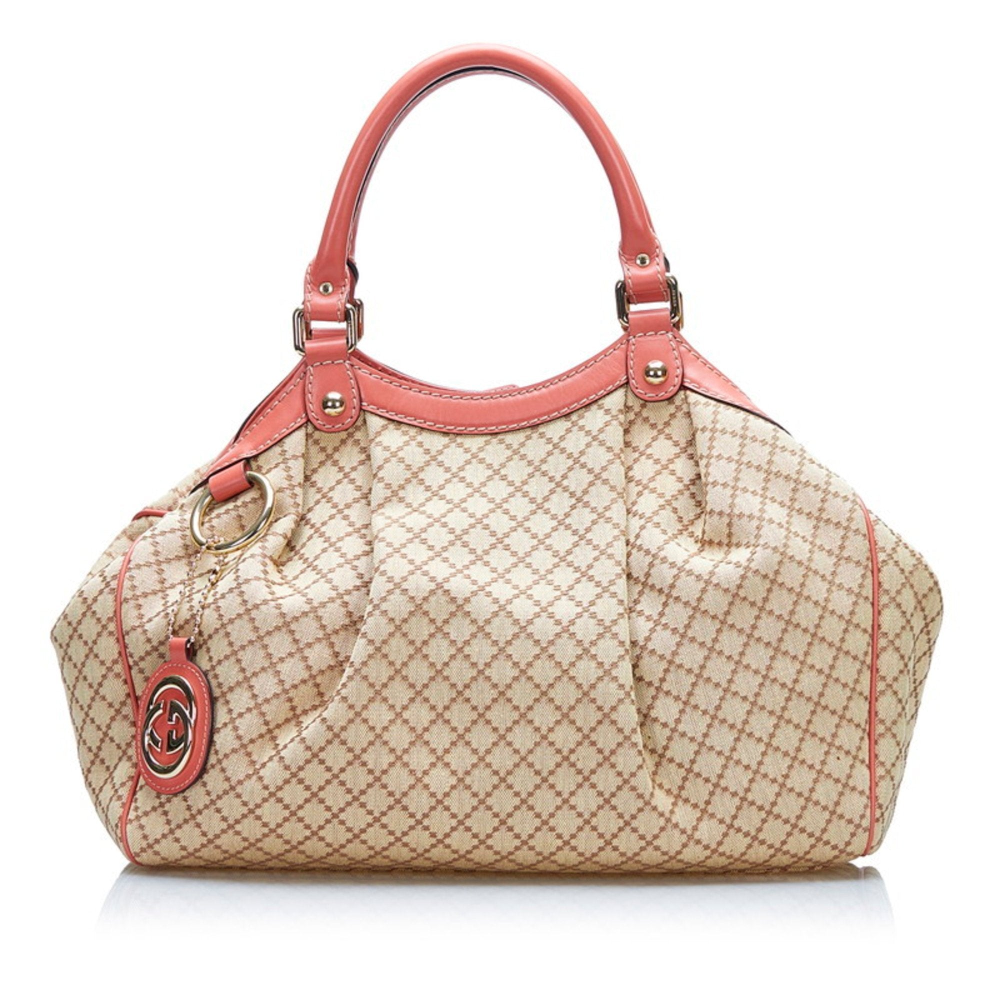 Gucci Diamante Suki Handbag Tote Bag 211944 Beige Pink Canvas Leather Ladies Gucci
