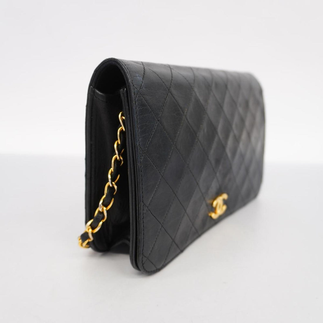 Chanel Shoulder Bag Matelasse Chain Lambskin Black Women's