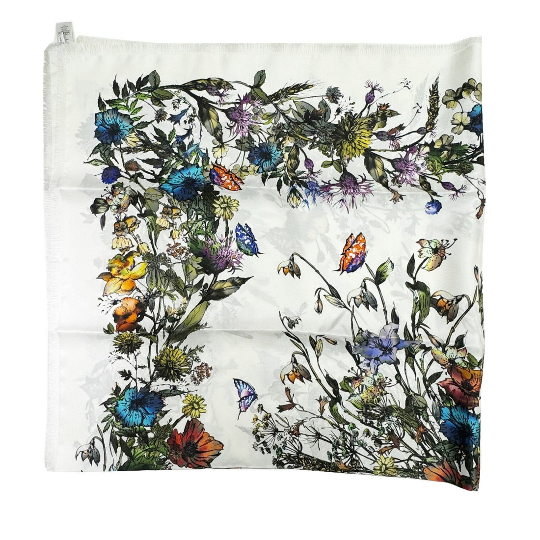 CHRISTIAN DIOR Flower Large Scarf 140cm White Silk 100% Women's