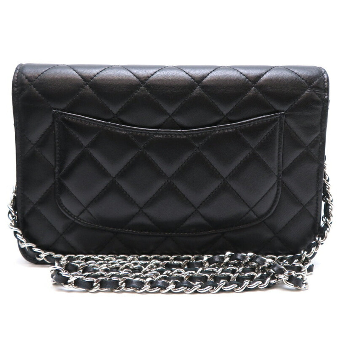 Chanel Seal Matelasse Chain Wallet Women's Shoulder Bag A33814 Lambskin Black