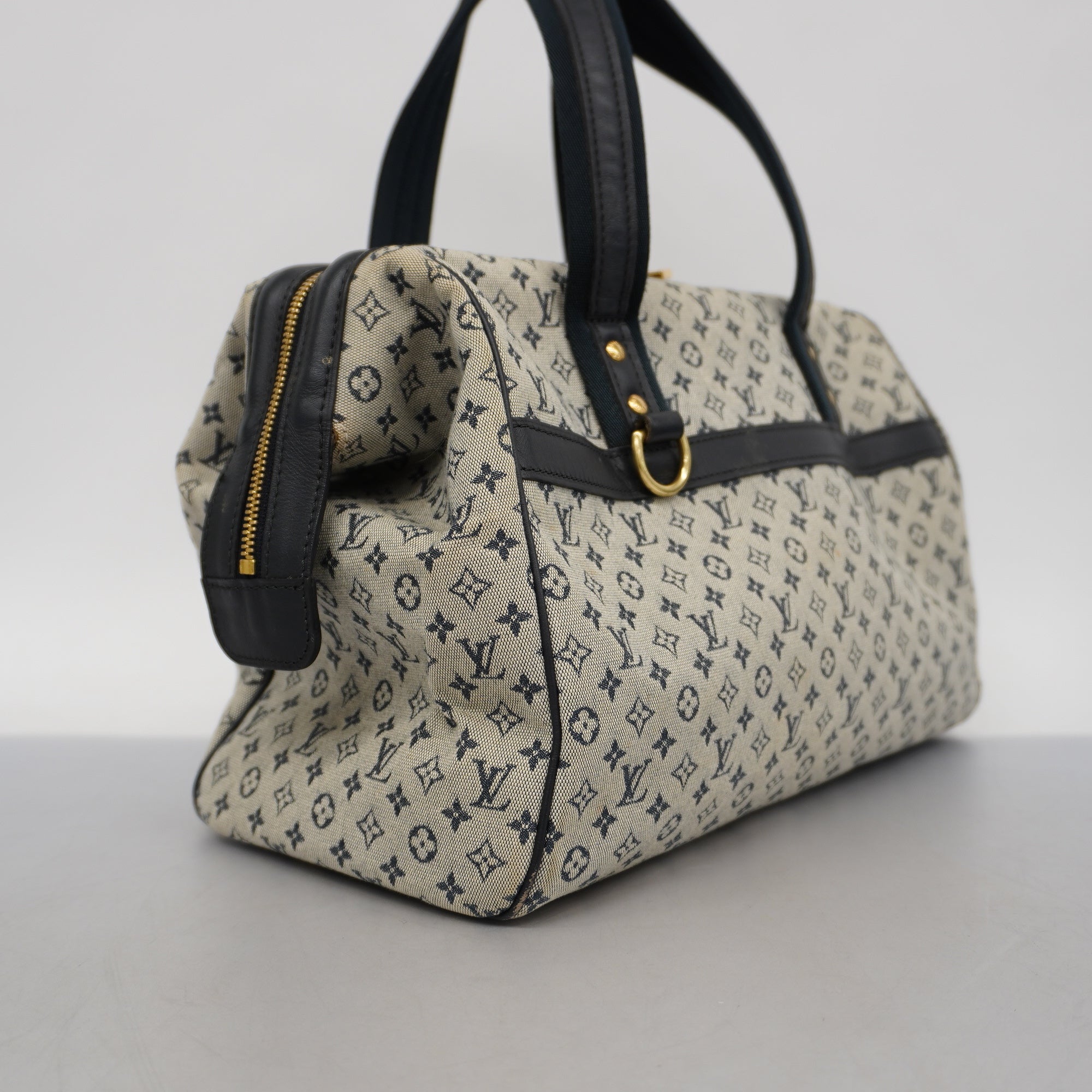 LOUIS VUITTONAuth Monogram Mini Josephine GM M92211 Handbag Blue