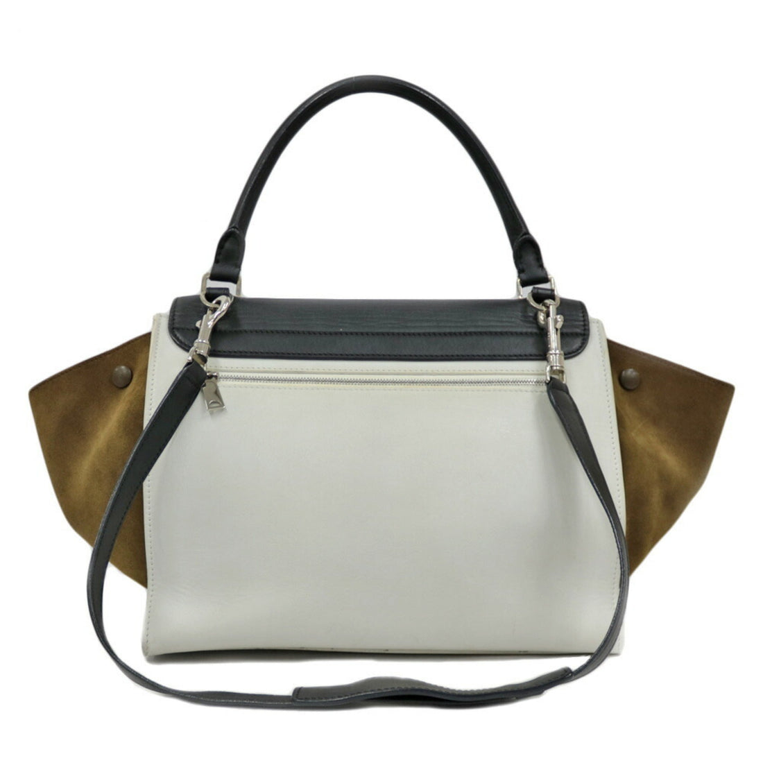 Celine Handbag Shoulder Bag Trapeze White Ladies