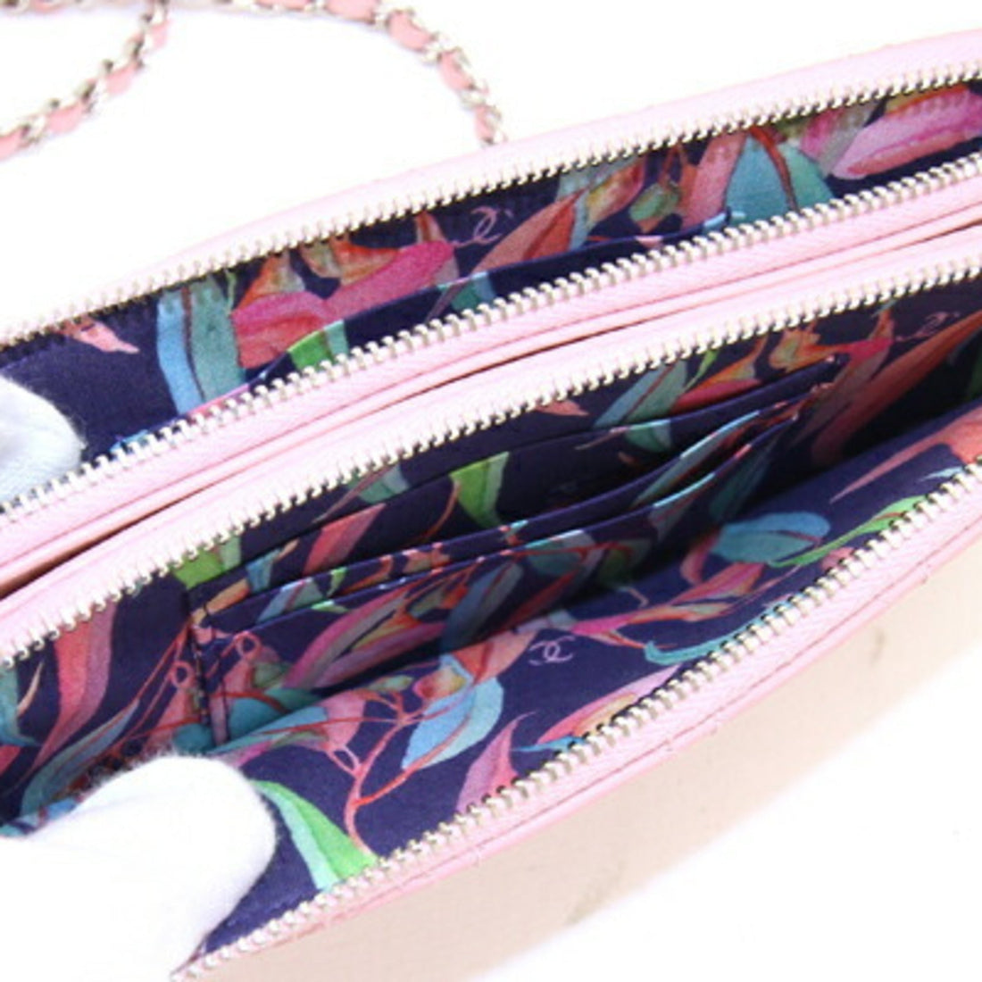 Chanel Chain Wild Stitch A82527 Pink Leather Shoulder Women's Bag Matelasse Quilting Cocomark Long Wallet