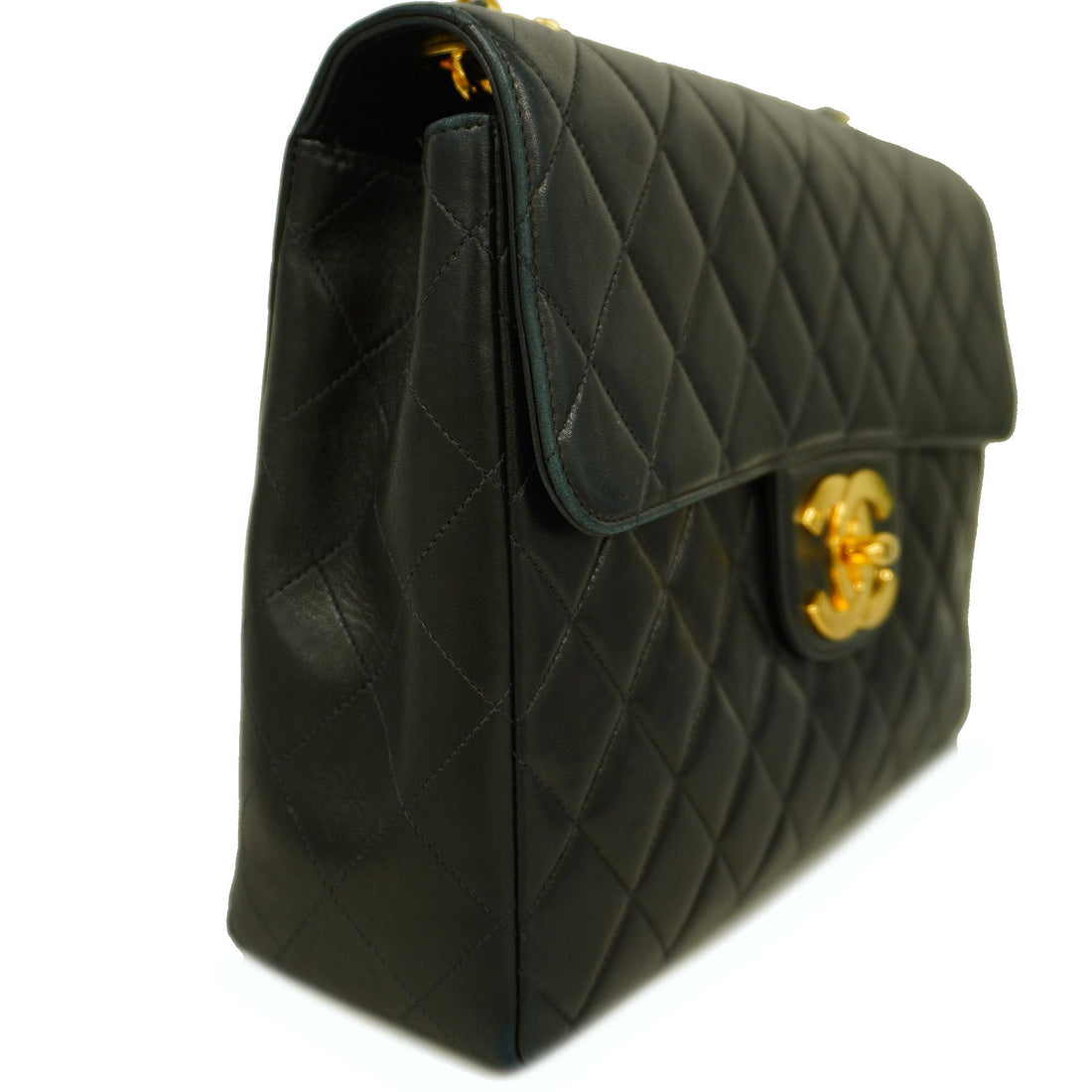 CHANEL Decamatlasse W Chain Lambskin Women's Leather Shoulder Bag Black