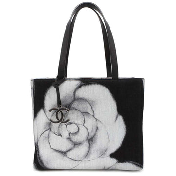 Chanel Tote Bag Camellia Print Coco Mark Medium Canvas A91421 CHANEL Black