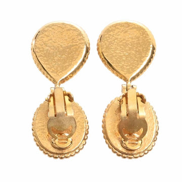 Chanel Gripore Colored Stone Coco Mark Earrings Brown Women's