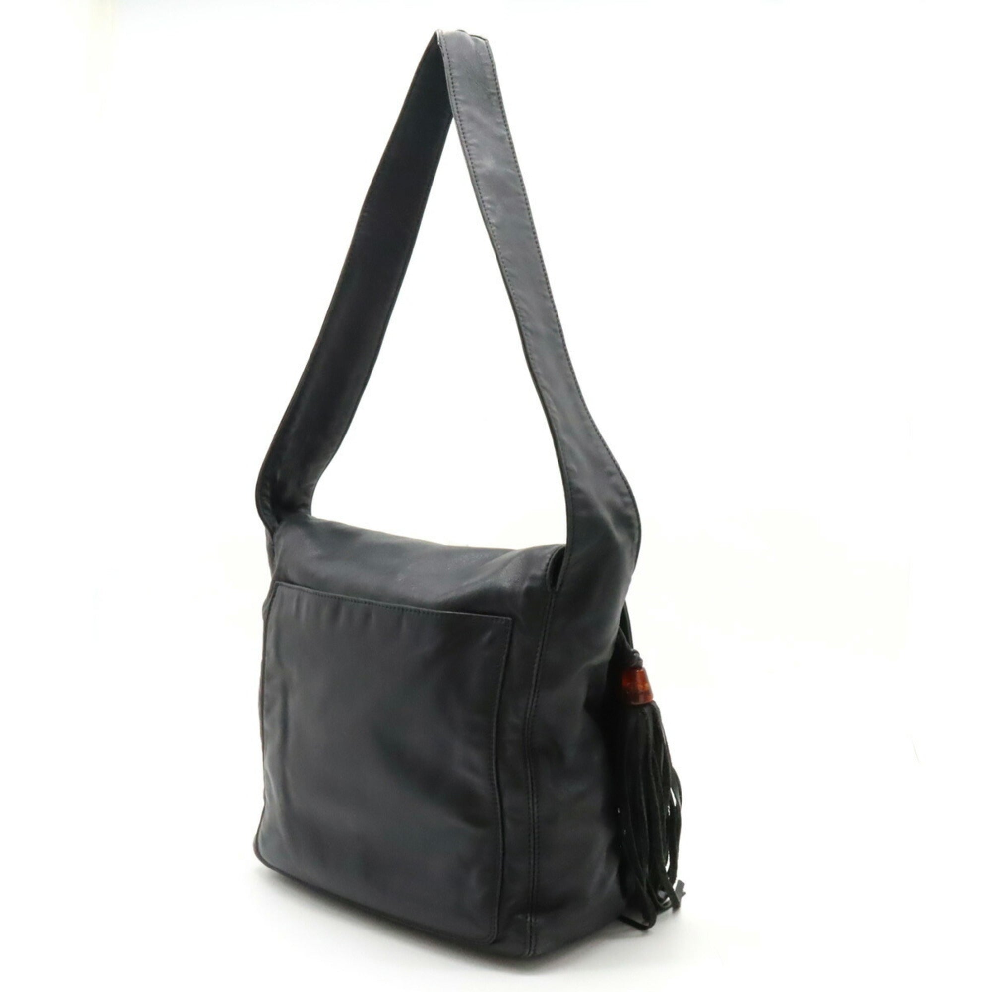 Chanel Cocomark Shoulder Bag Tassel Leather Black