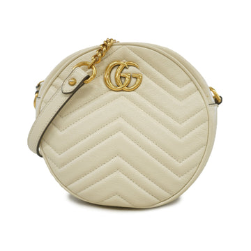 Gucci Shoulder Bag GG Marmont 550154 Leather Ivory Gold metal