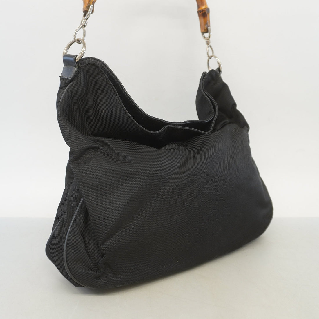 Gucci Bamboo Shoulder bag 001 1577 Women's Nylon Canvas Shoulder Bag Black